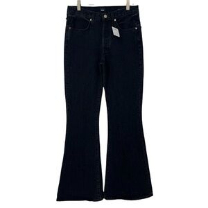 Edwin 30 Chrissy Wide Flare Jeans Record Black Cotton  NWT